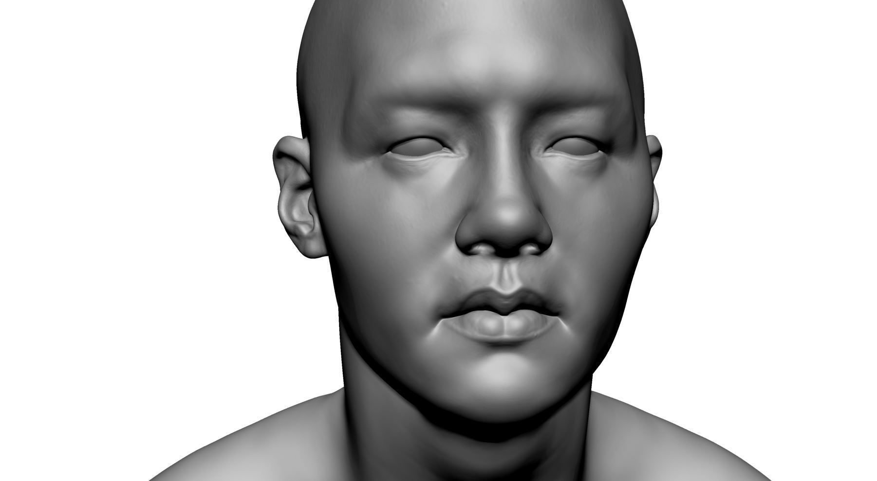 Asian Male Head 3D model_12