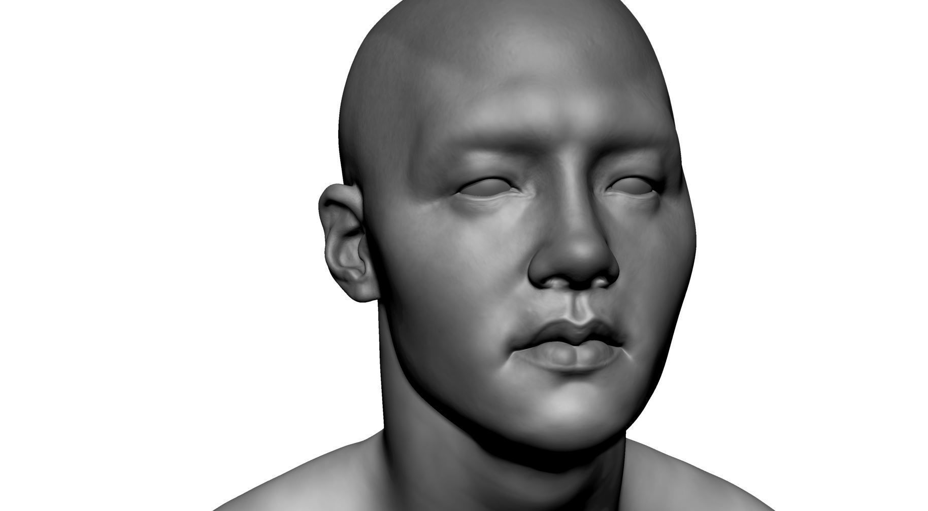 Asian Male Head 3D model_8