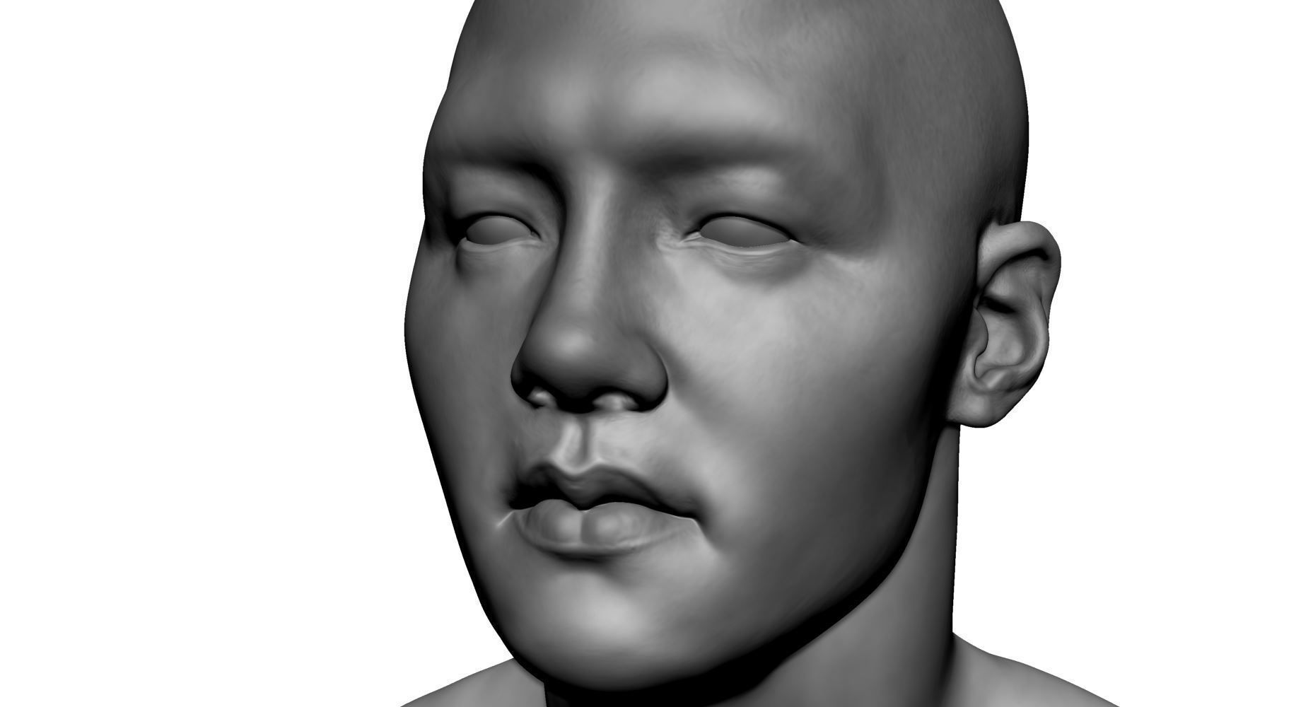 Asian Male Head 3D model_9