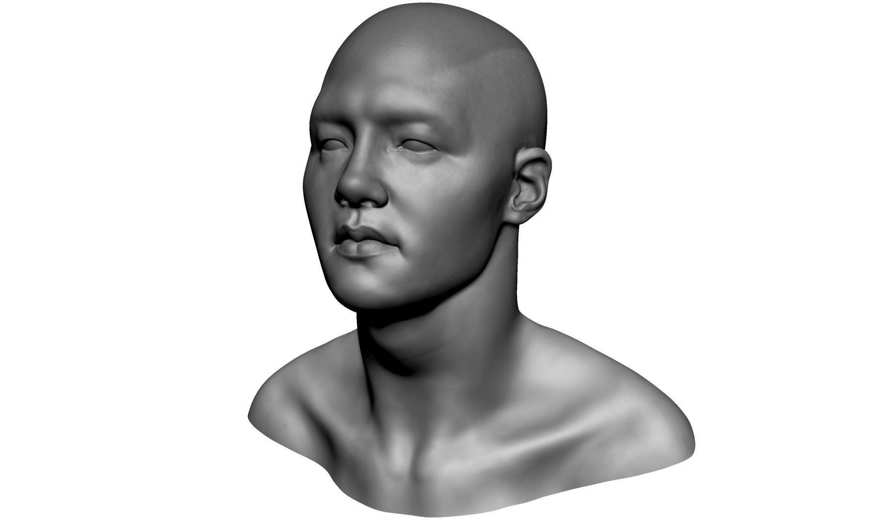 Asian Male Head 3D model_6