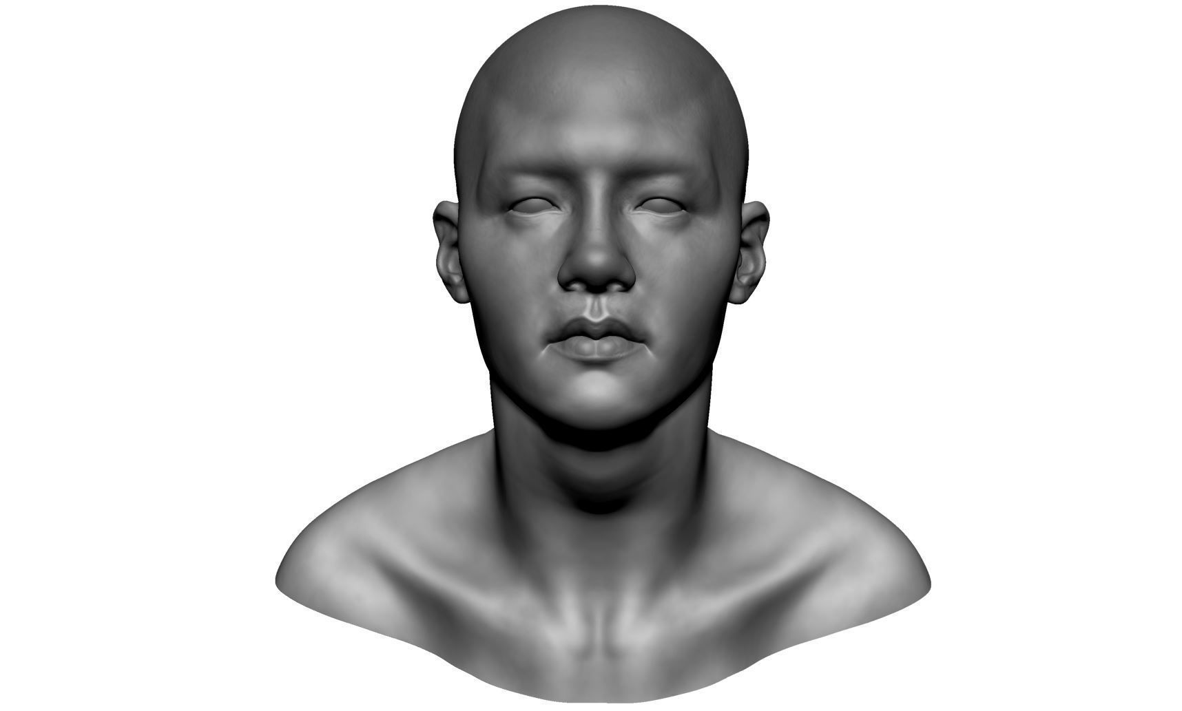 Asian Male Head 3D model_7