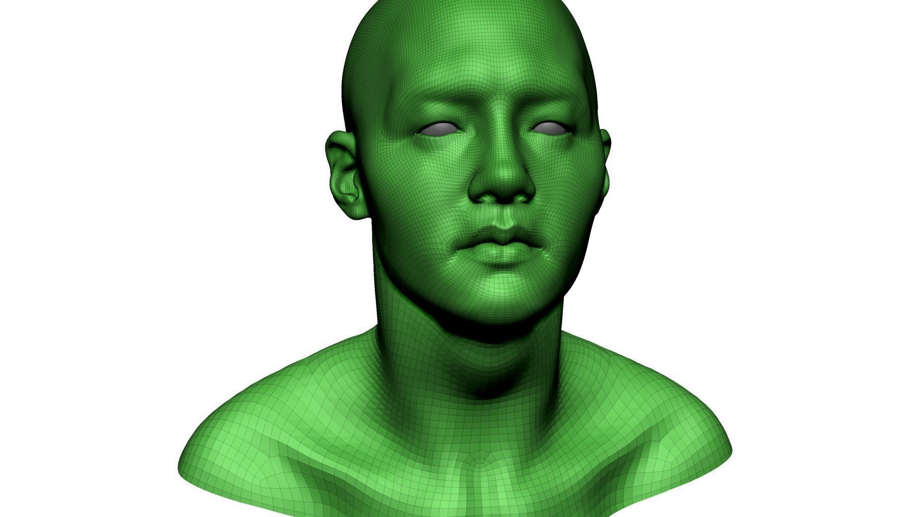 Asian Male Head 3D model_10