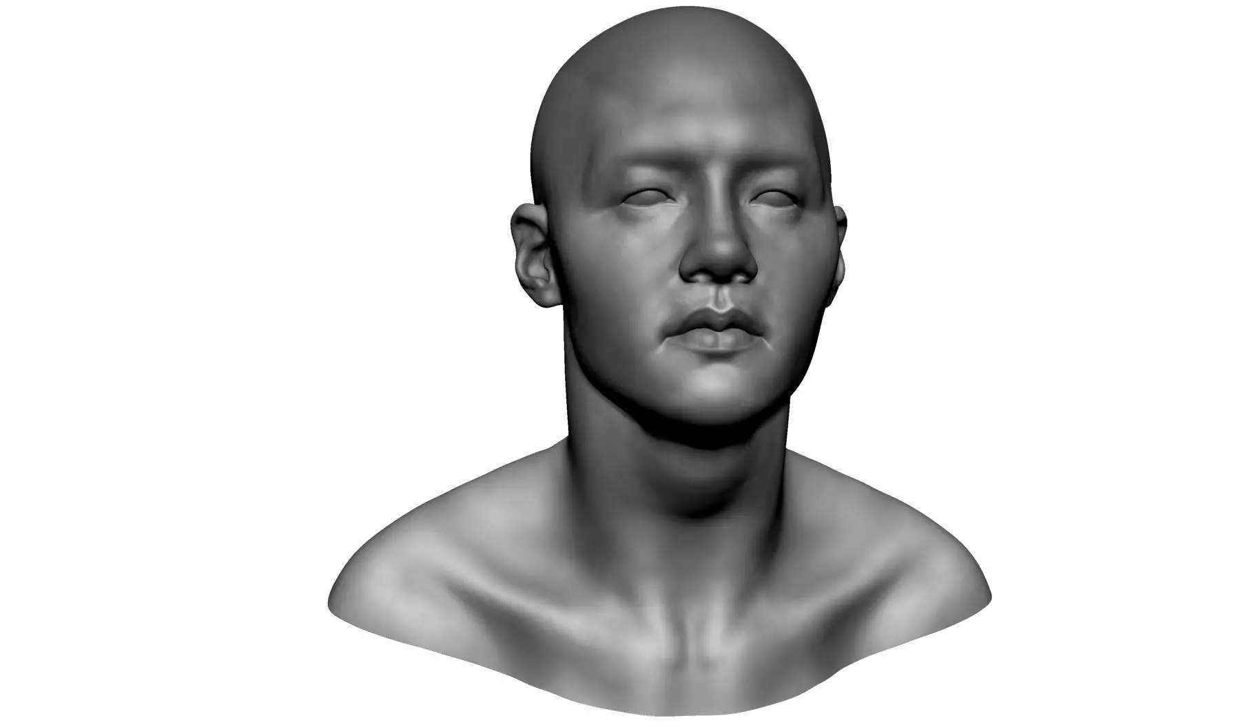 Asian Male Head 3D model_0