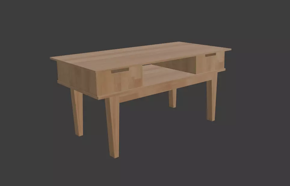 Table wooden desk with drawers Free low-poly 3D model_0