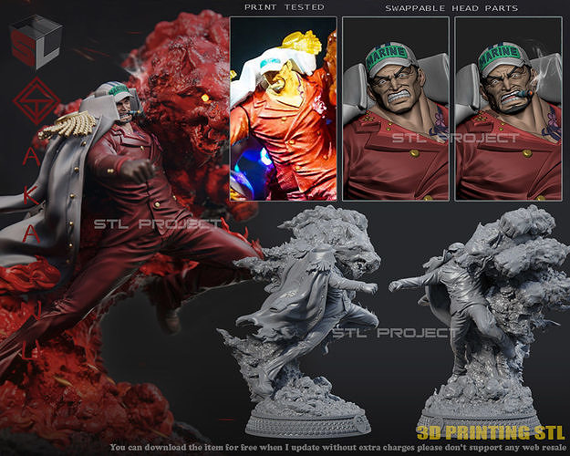 Akainu one piece statue of person 3D print model