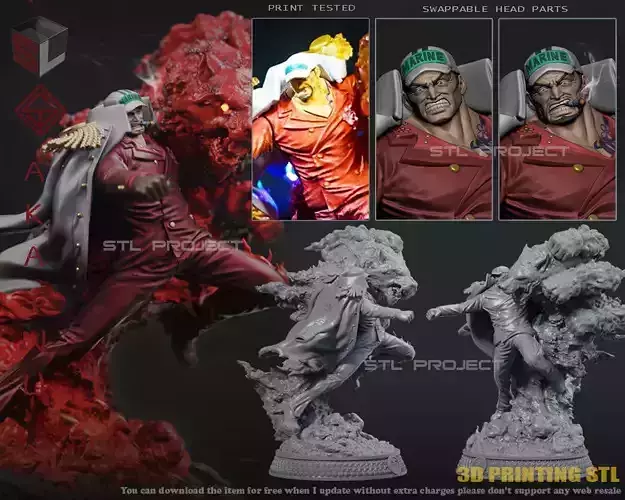 Akainu one piece statue of person 3D print model