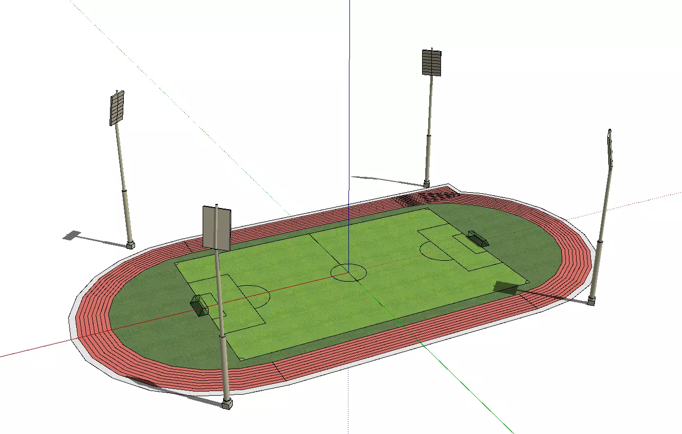 Football field with running track Free 3D model_0