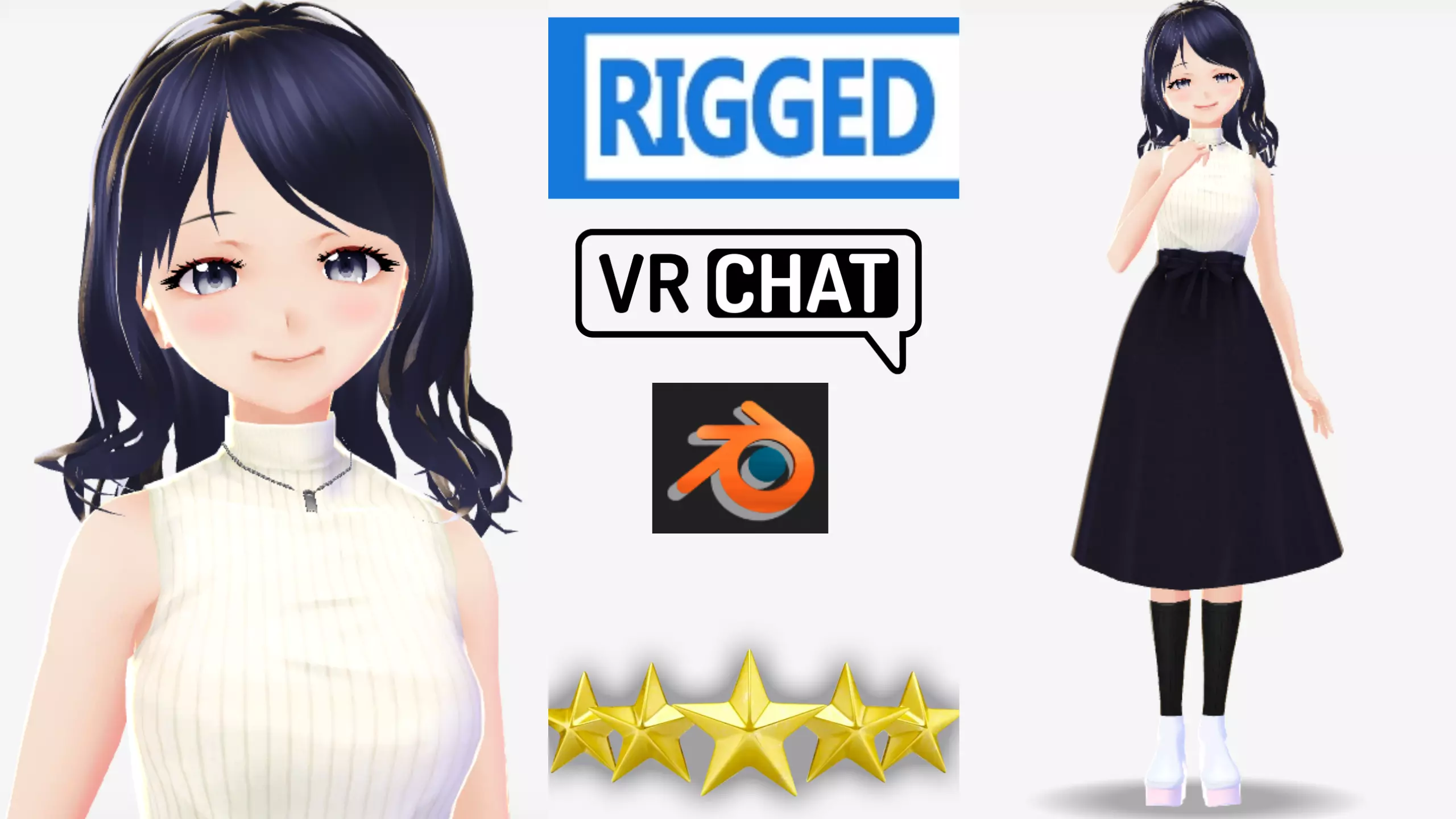 cute anime girl character c12 Low-poly 3D model