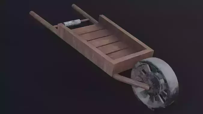 Medieval Wheelbarrow Game Ready Low Poly 3D Model 