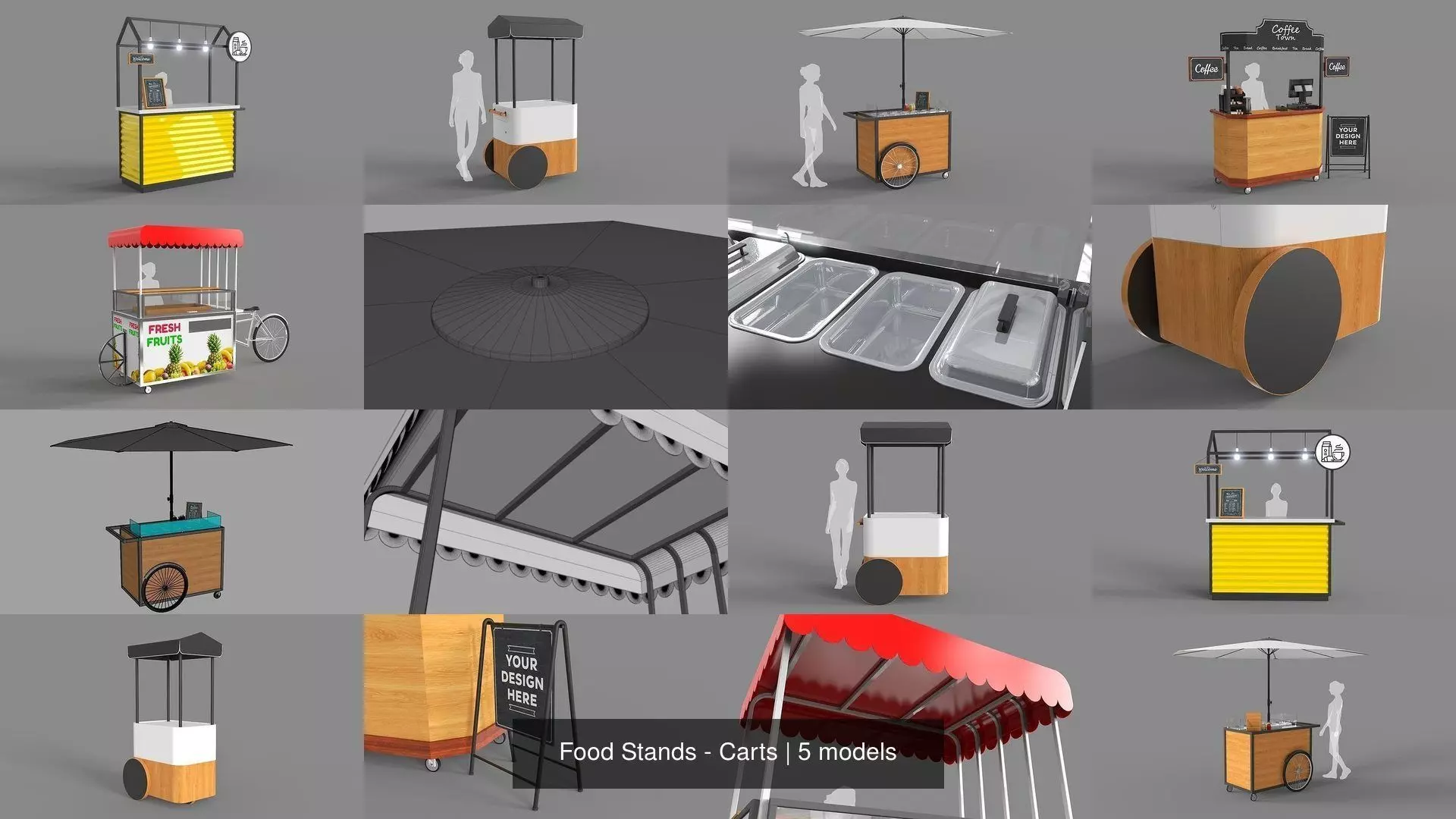 Food Stands - Carts 3D Model Collection_0