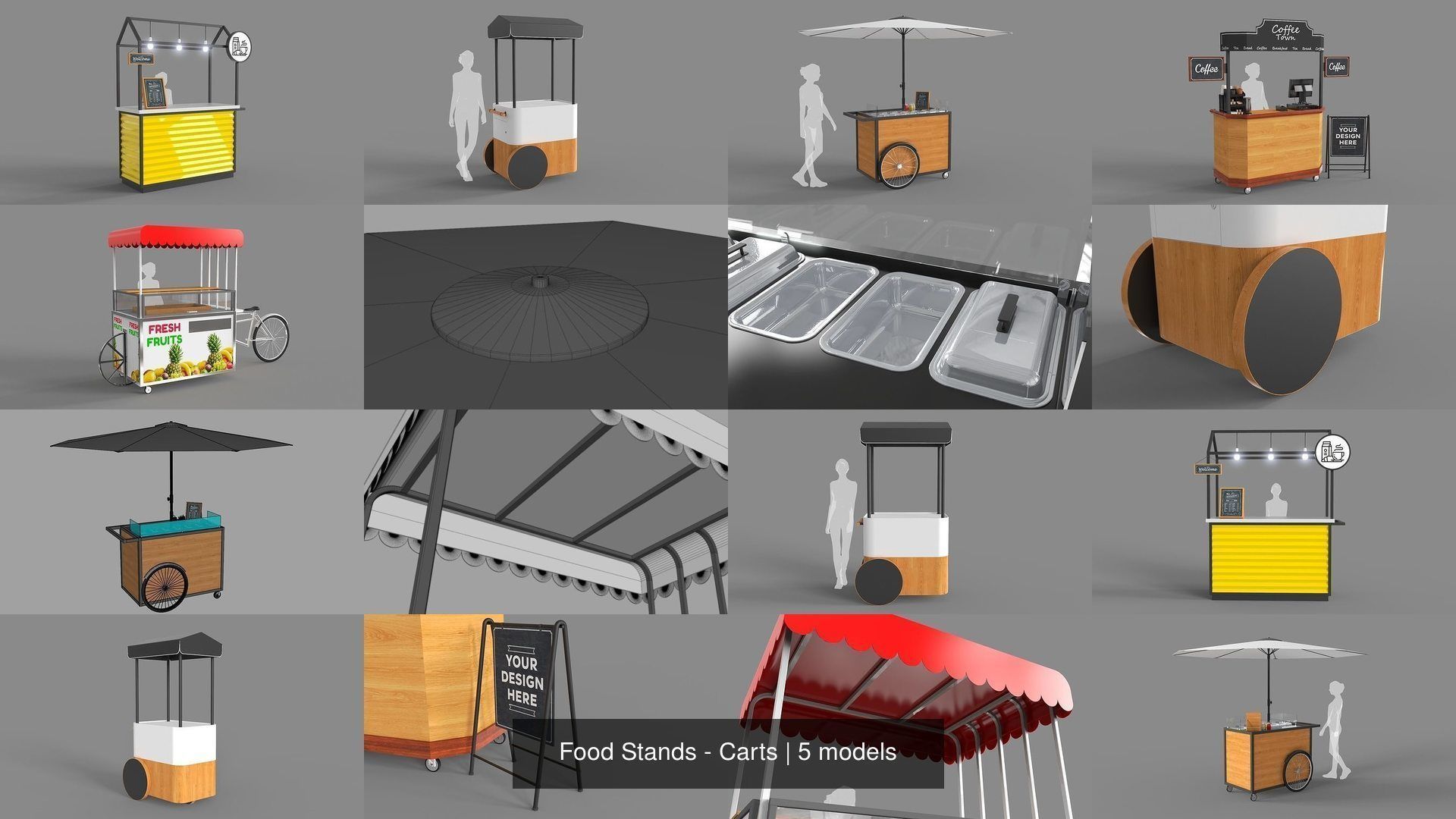 Food Stands - Carts 3D Model Collection_0