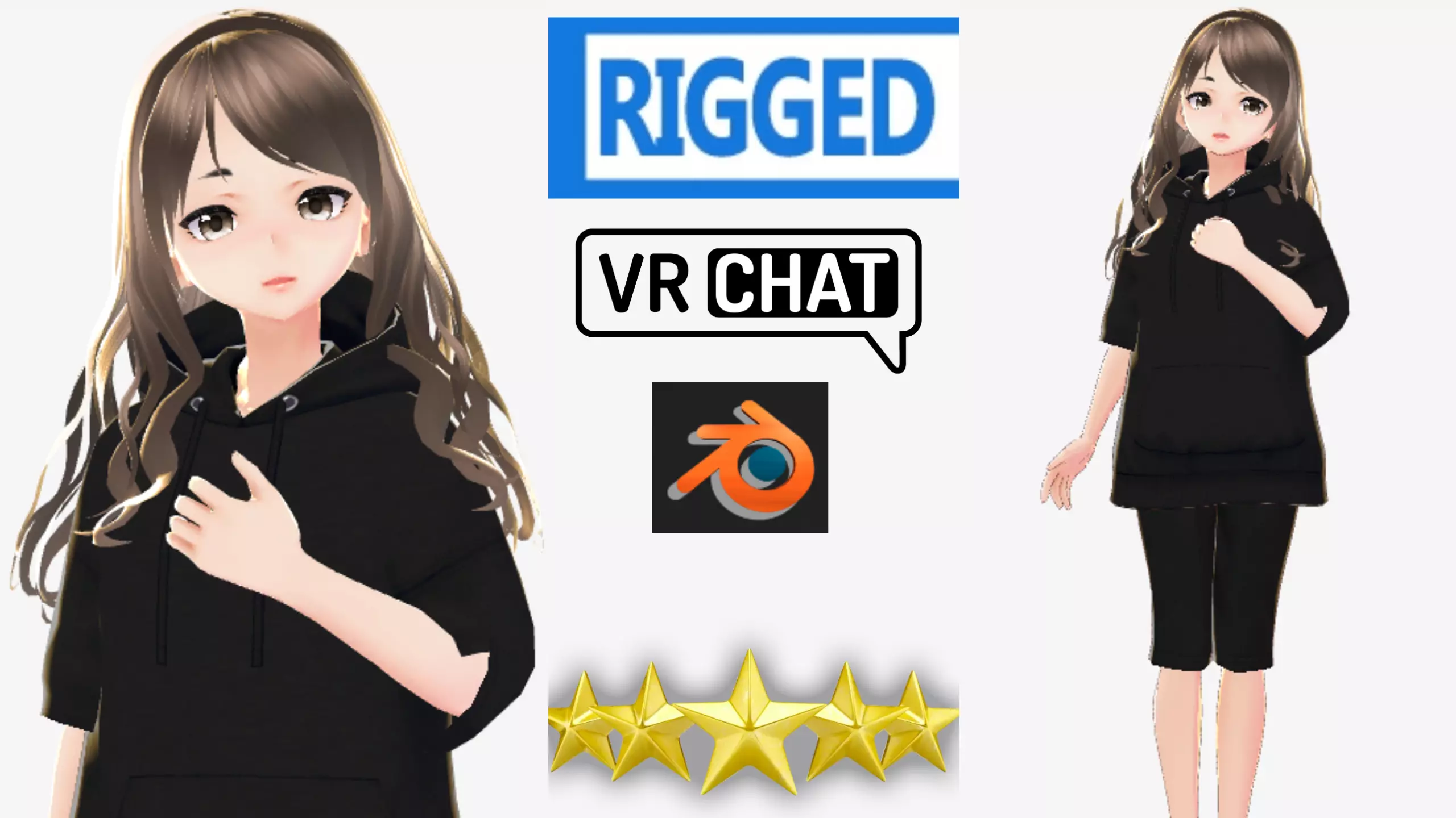 cute anime girl character c13 Low-poly 3D model