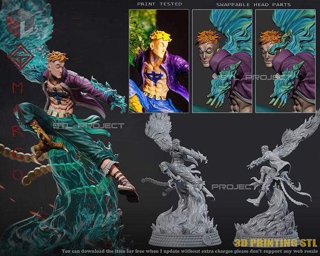 Marco japanese anime statue - one piece 3D print model