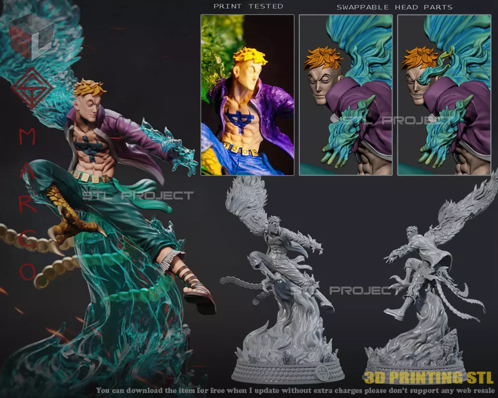 Marco japanese anime statue - one piece 3D print model_0