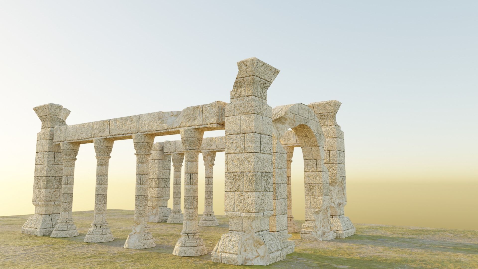 Ancient Temple Ruins Low-poly 3D model_1