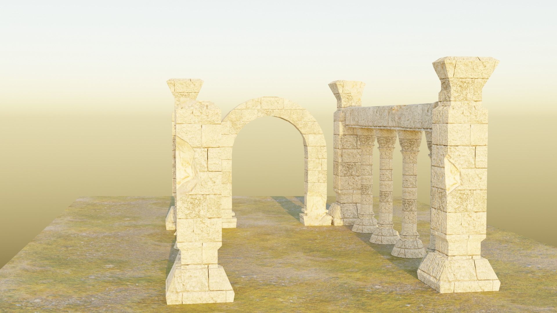 Ancient Temple Ruins Low-poly 3D model_4