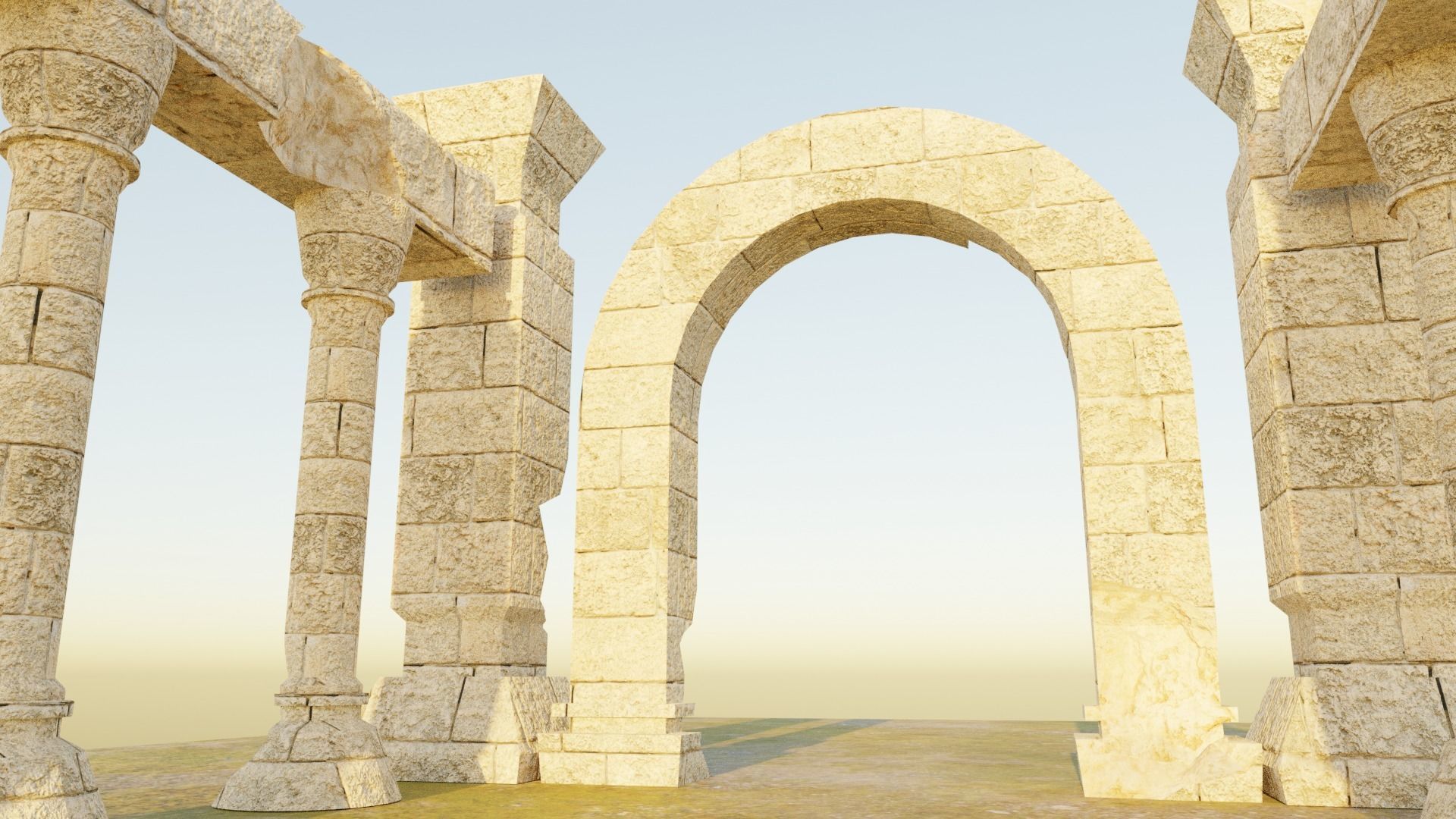 Ancient Temple Ruins Low-poly 3D model_7
