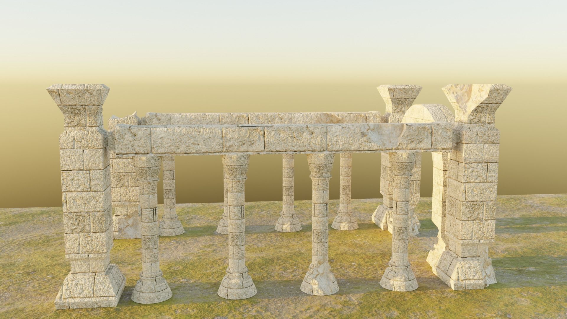 Ancient Temple Ruins Low-poly 3D model_2