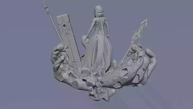 Zhongli Rex Lapis Archon Outfit Figure - Print Ready Split Parts 3D print model