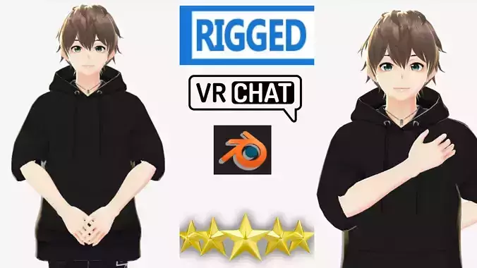 cute anime boy character c15 Low-poly 3D model