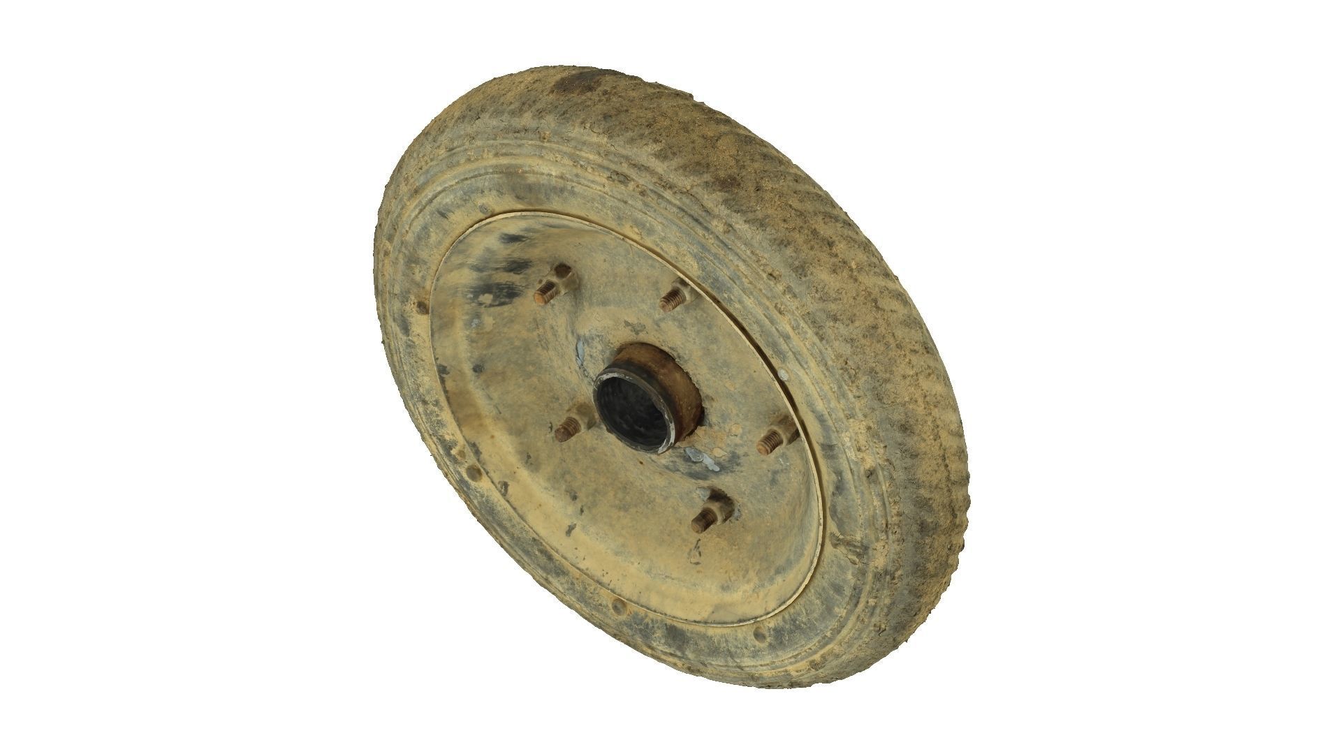 Wheelbarrow Old Wheel Raw Scanned 3D model_4