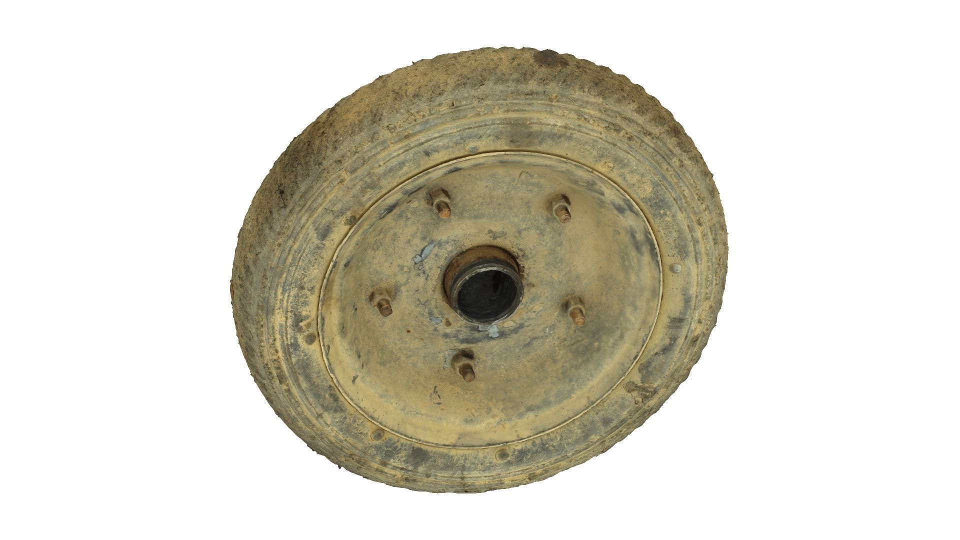 Wheelbarrow Old Wheel Raw Scanned 3D model_5