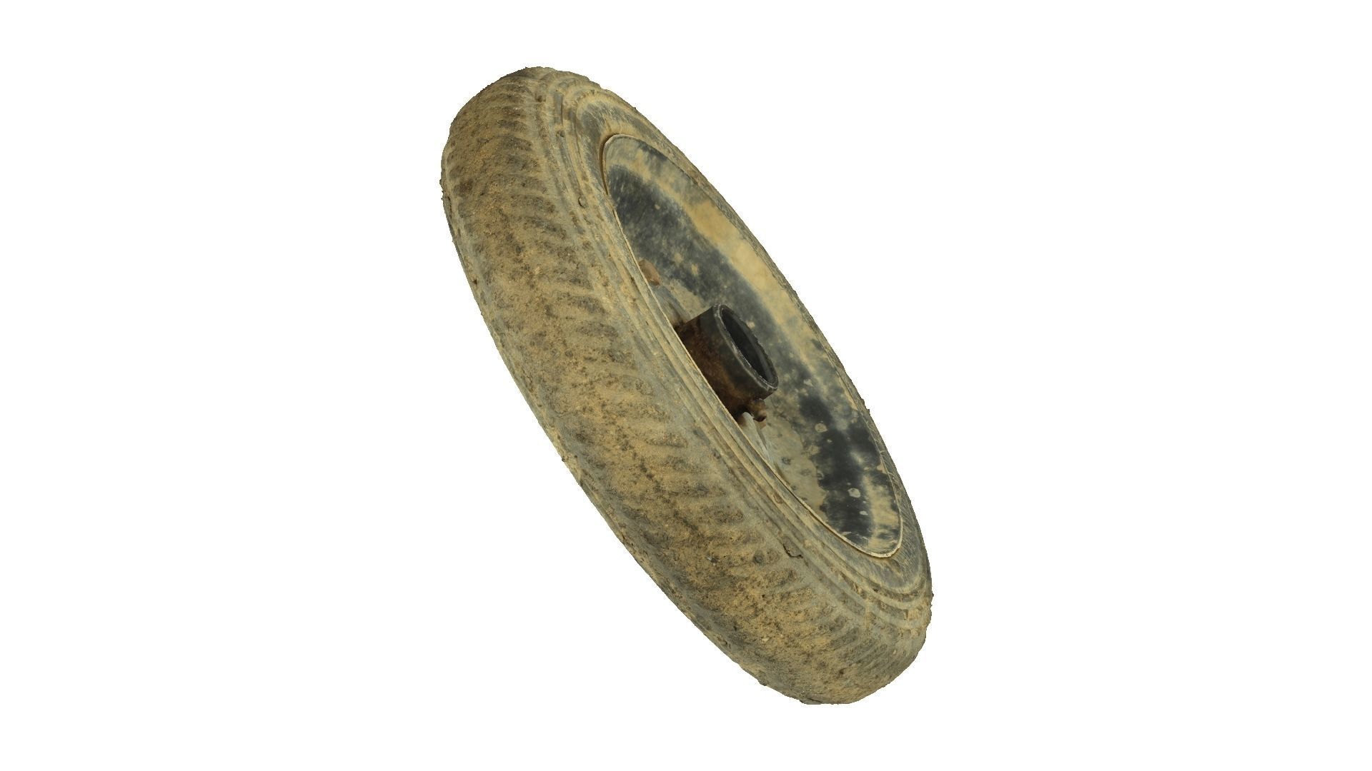 Wheelbarrow Old Wheel Raw Scanned 3D model_3