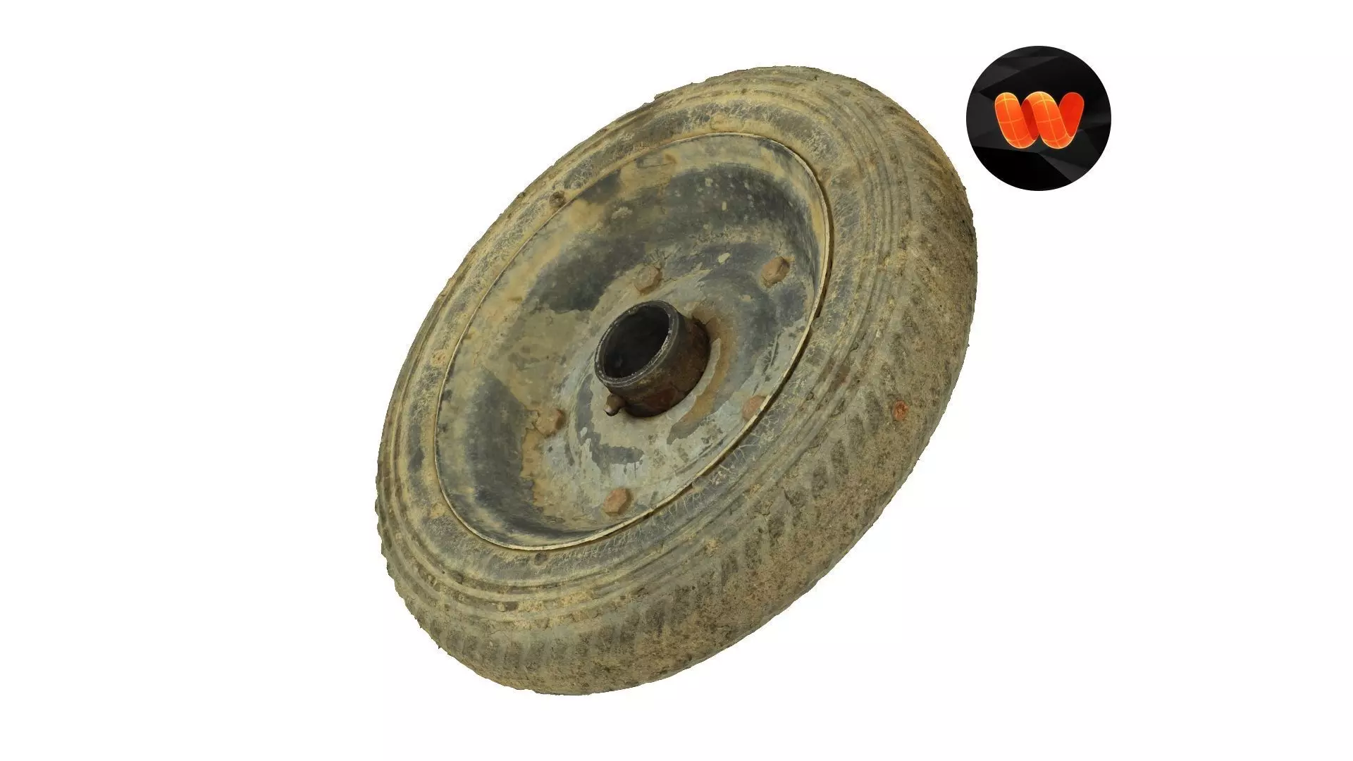 Wheelbarrow Old Wheel Raw Scanned 3D model_0