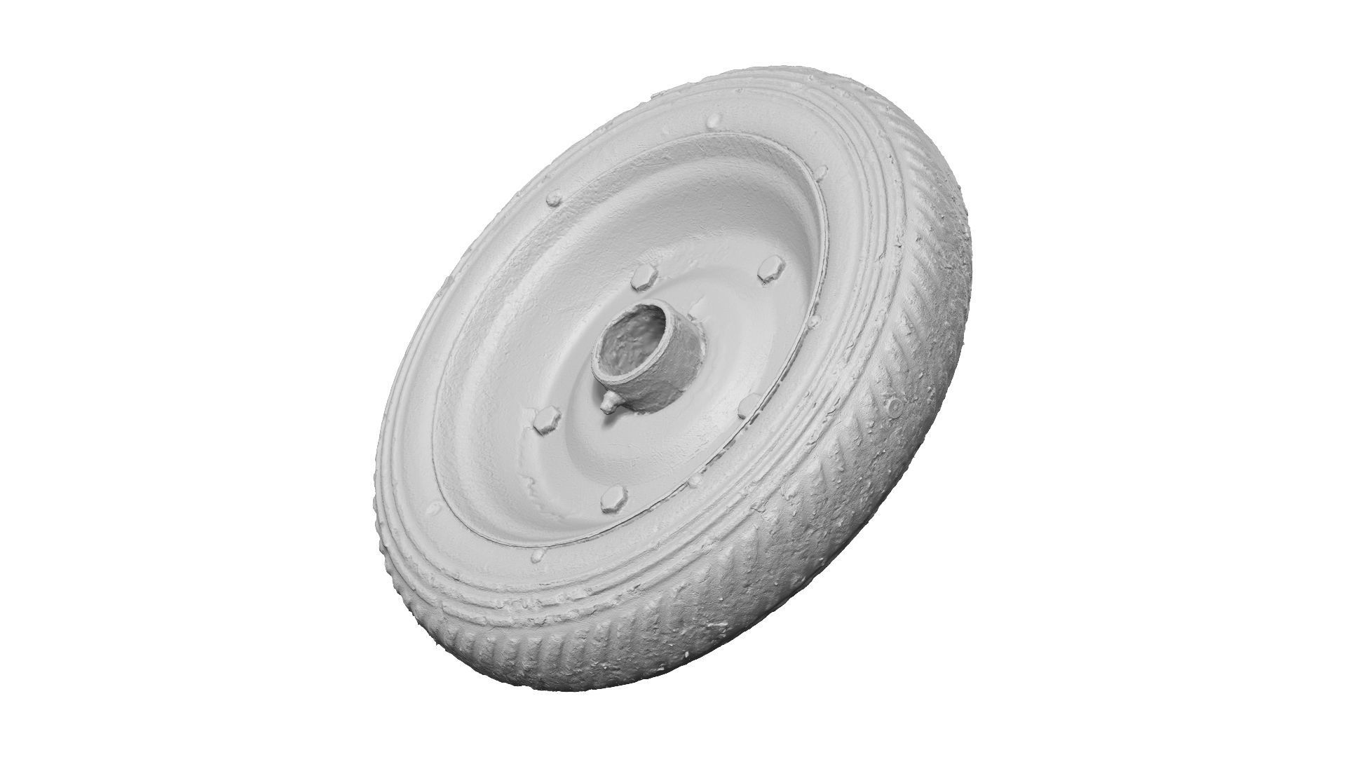 Wheelbarrow Old Wheel Raw Scanned 3D model_1