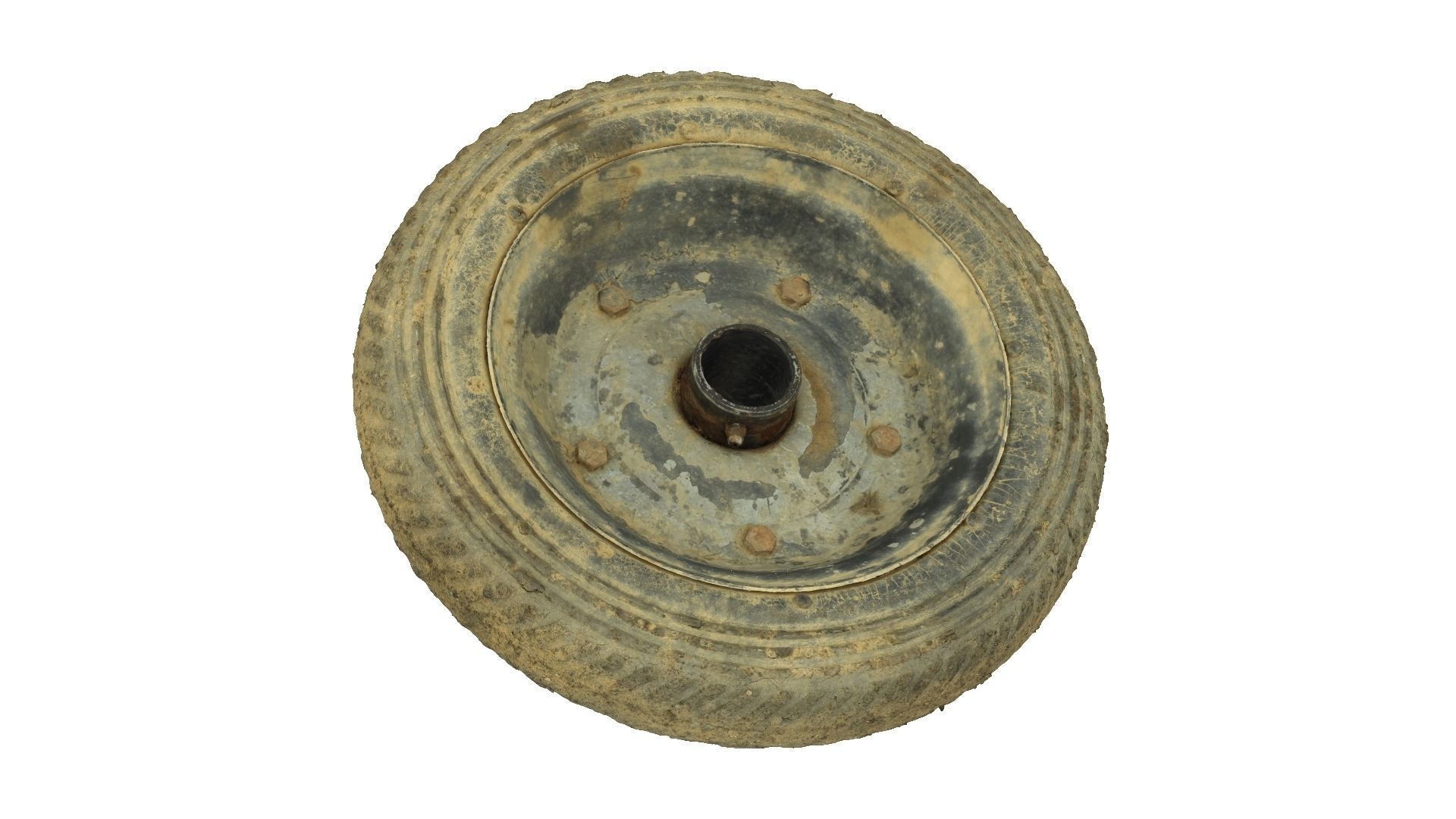 Wheelbarrow Old Wheel Raw Scanned 3D model_2