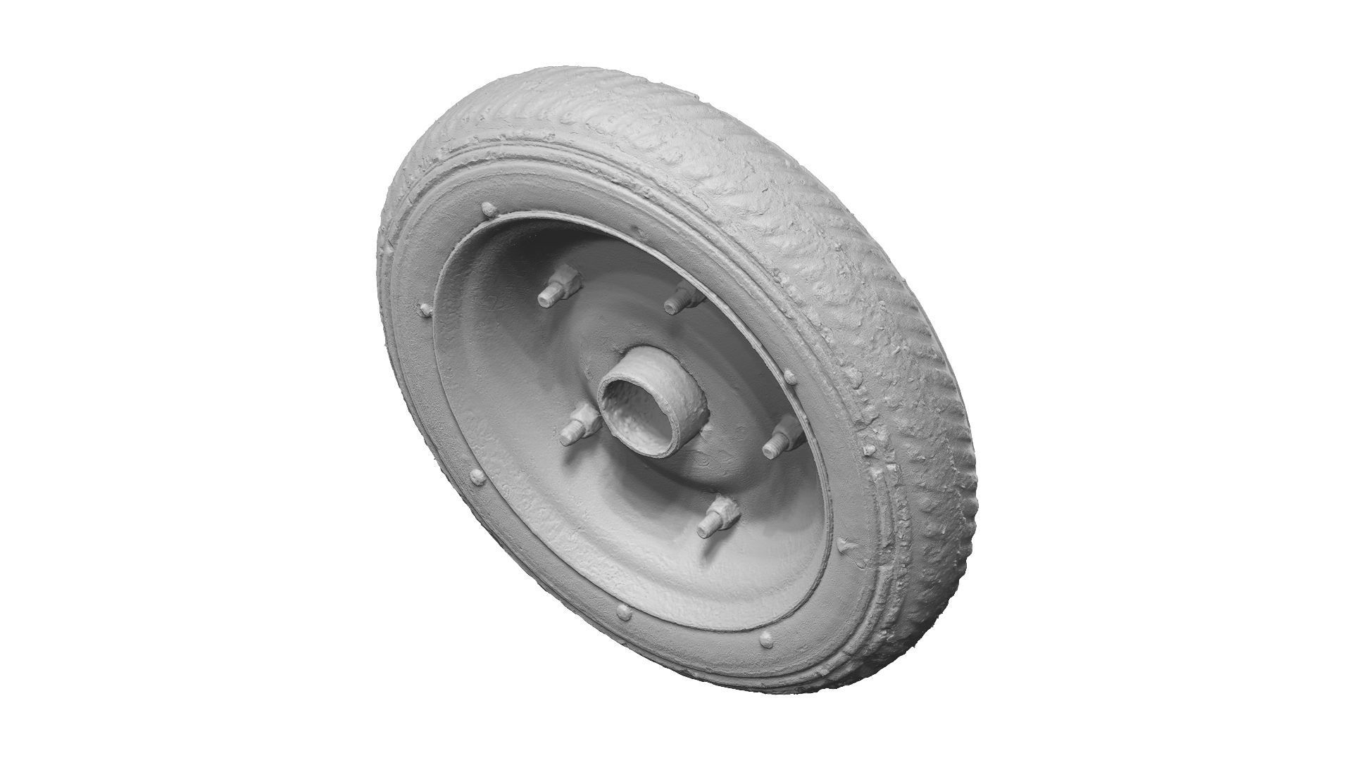 Wheelbarrow Old Wheel Raw Scanned 3D model_11