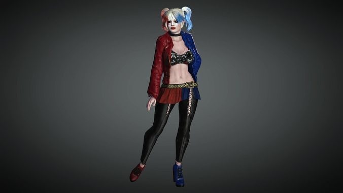 AAA Comics Character 02 Harley Quinn Low-poly 3D model
