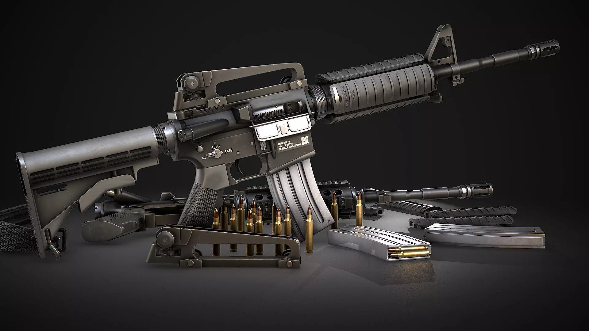 AAA M4A1 Game Ready PBR Low-poly 3D model