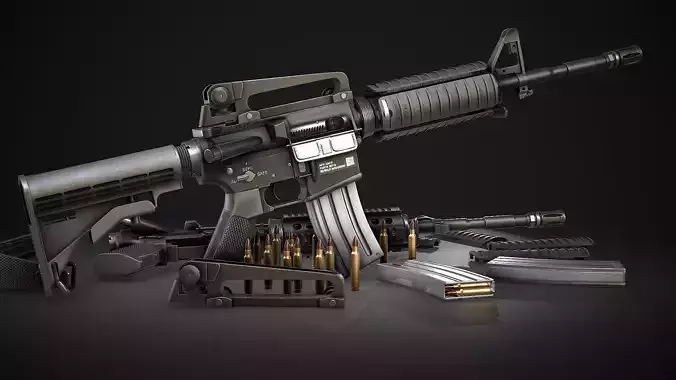 AAA M4A1 Game Ready PBR Low-poly 3D model