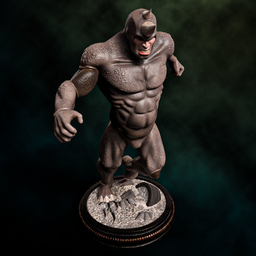 Fanart Rhino from Spiderman - Statue 3D print model_8
