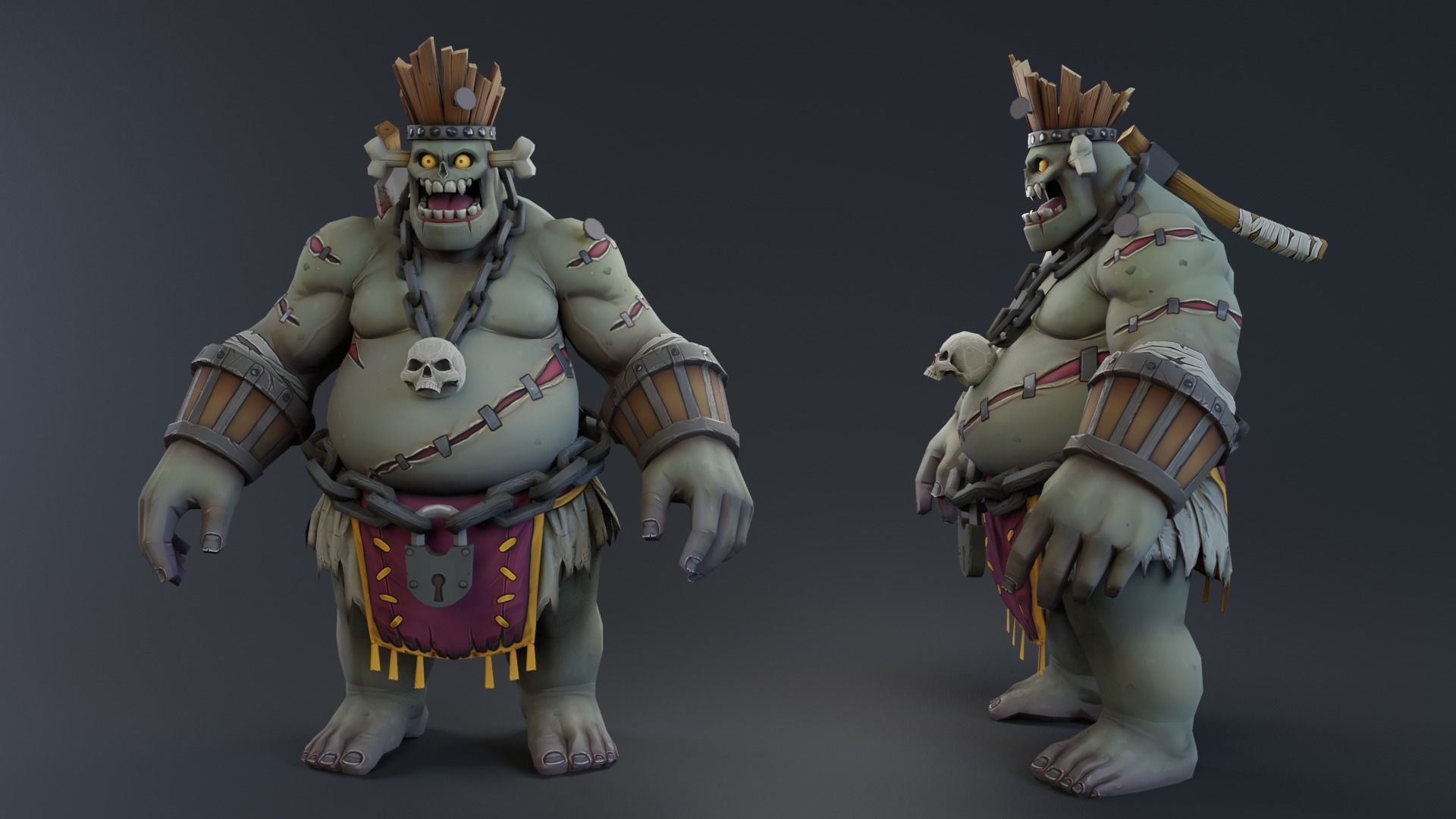 Halloween stylized monster - Krod rigged 3D model_12