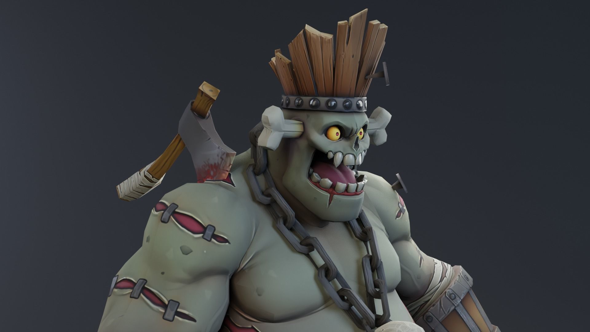 Halloween stylized monster - Krod rigged 3D model_5