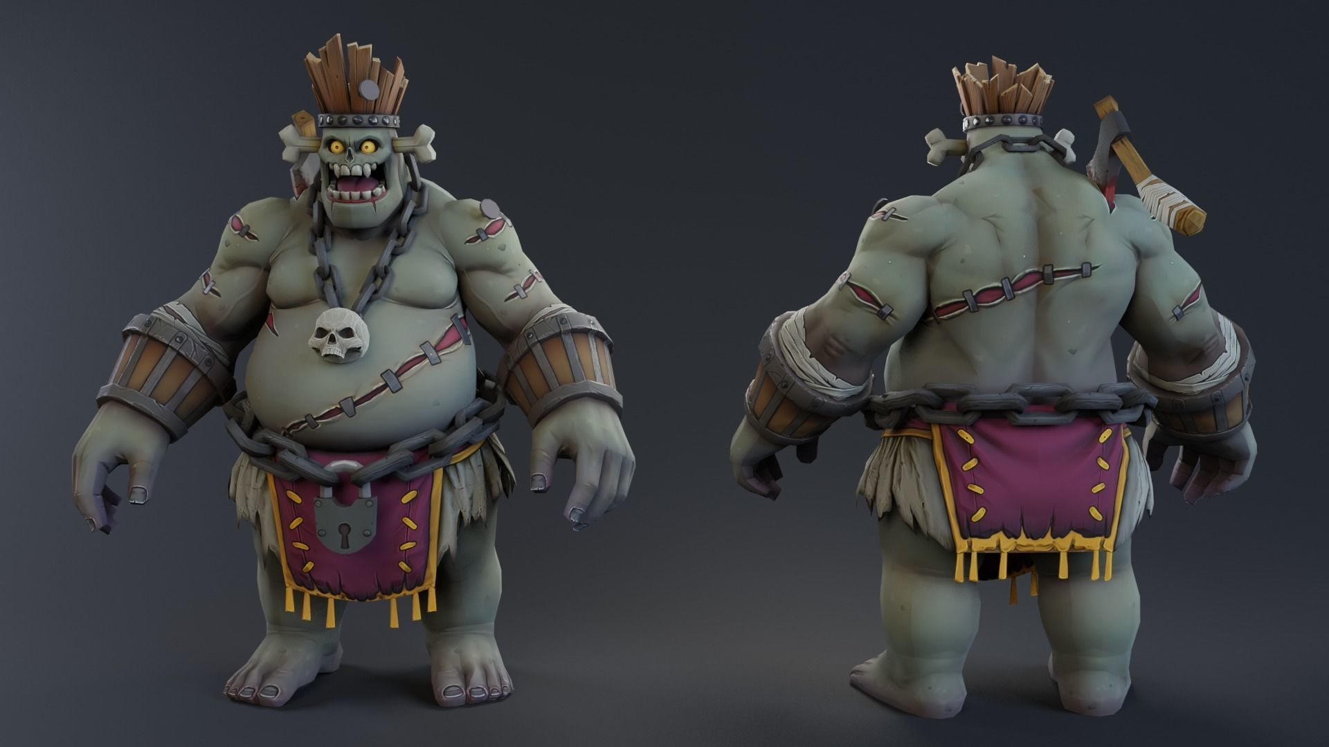 Halloween stylized monster - Krod rigged 3D model_3