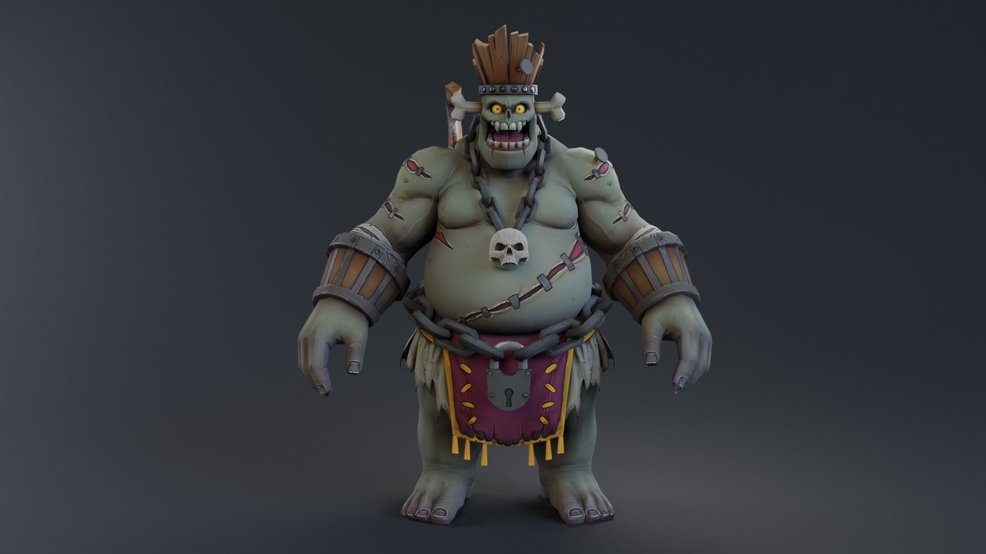 Halloween stylized monster - Krod rigged 3D model_8