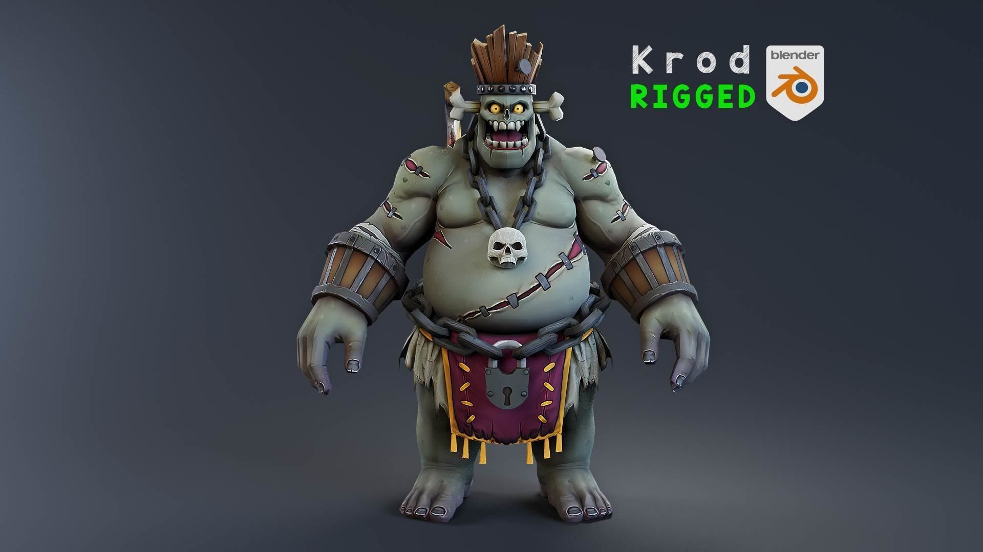 Krod Halloween stylized monster - Krod rigged 3D model rigged | CGTrader