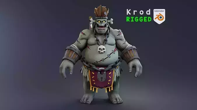 Halloween stylized monster - Krod rigged 3D model