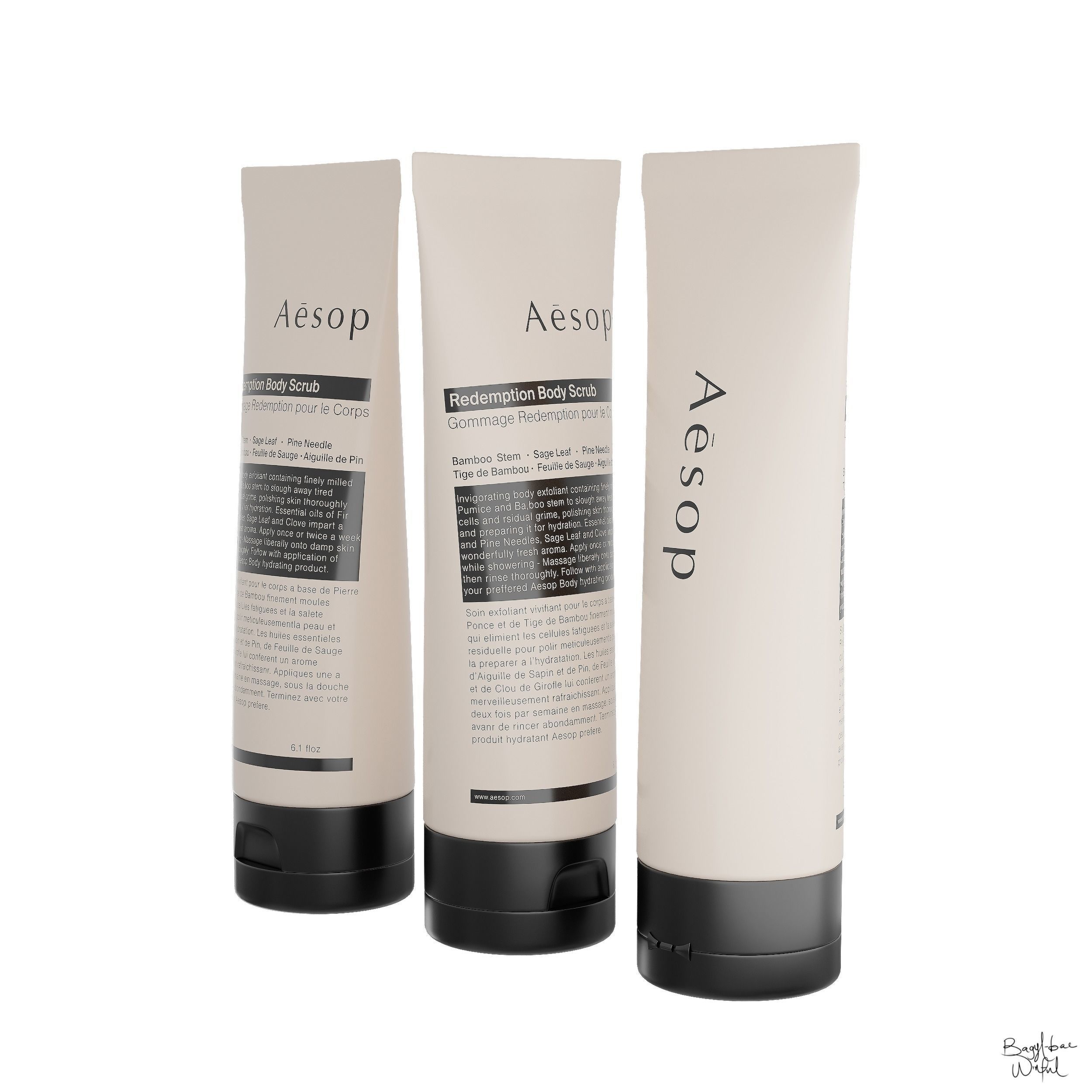 Aesop Body Redemption Body Scrub 180ml Large Low-poly 3D model_2