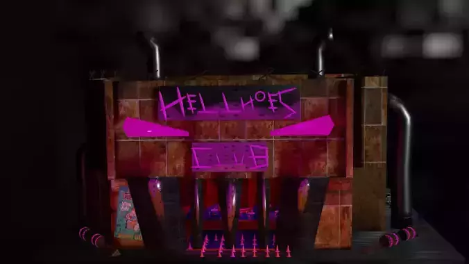 Nightclub for adult games or steam punk procedural low poli  Low-poly 3D model