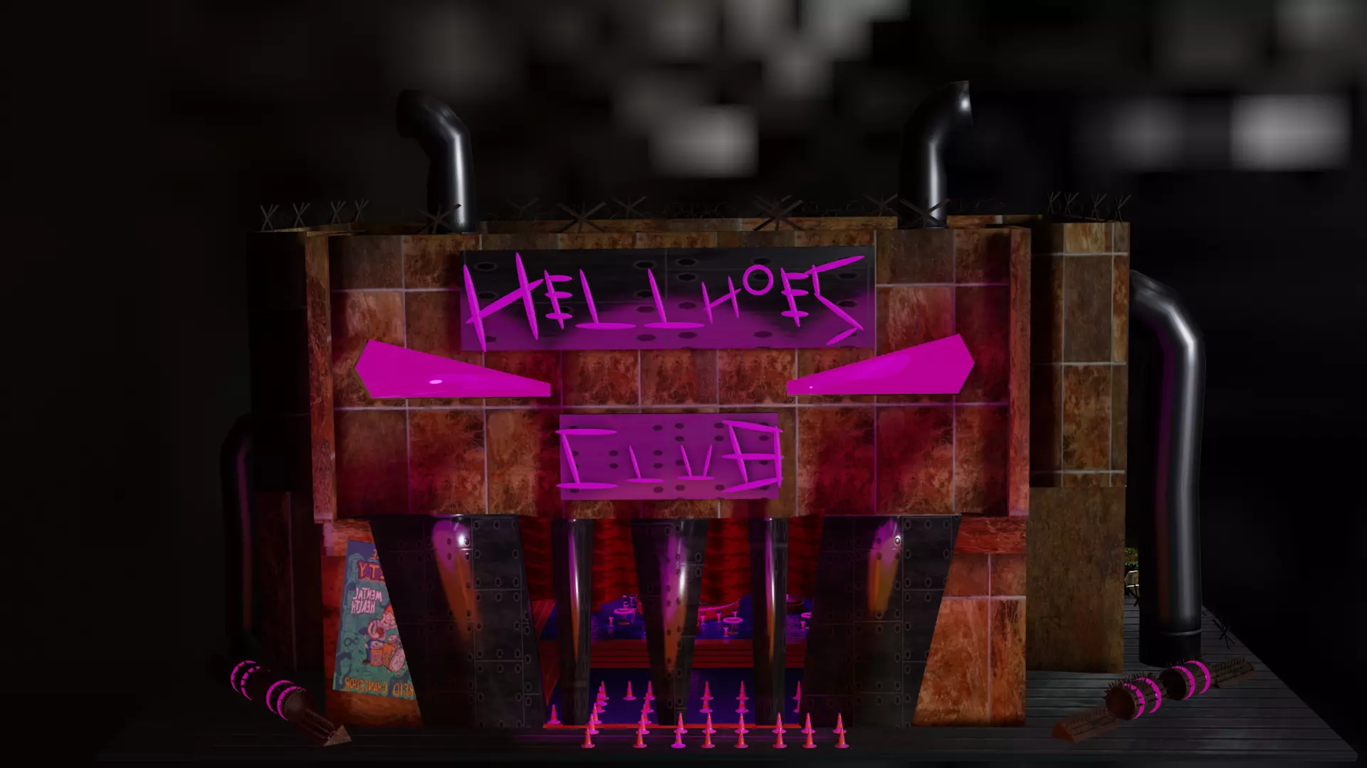 Nightclub for adult games or steam punk procedural low poli Low-poly 3D model