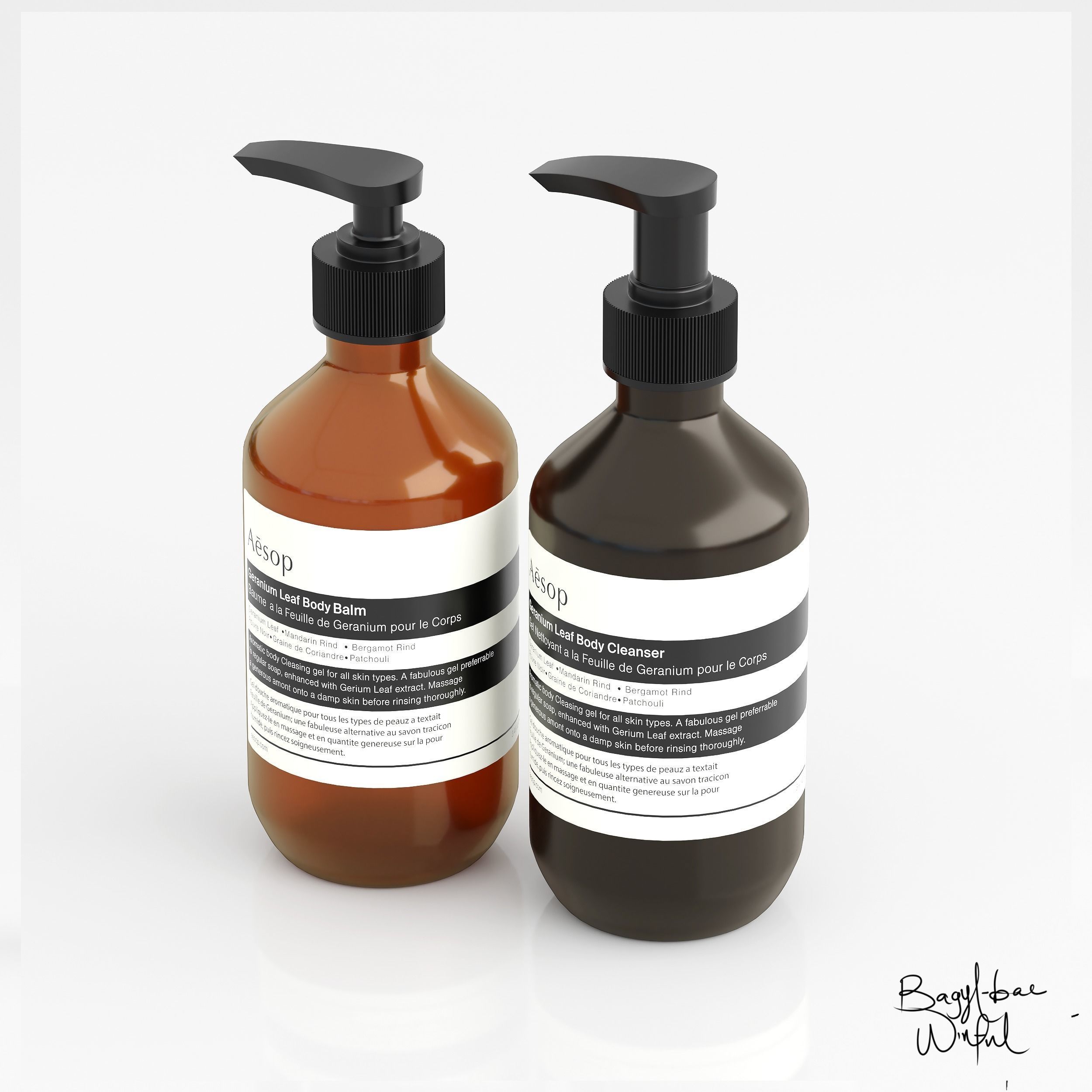 Aesop Gernium Leaf Duet with Product Large Low-poly 3D model_1