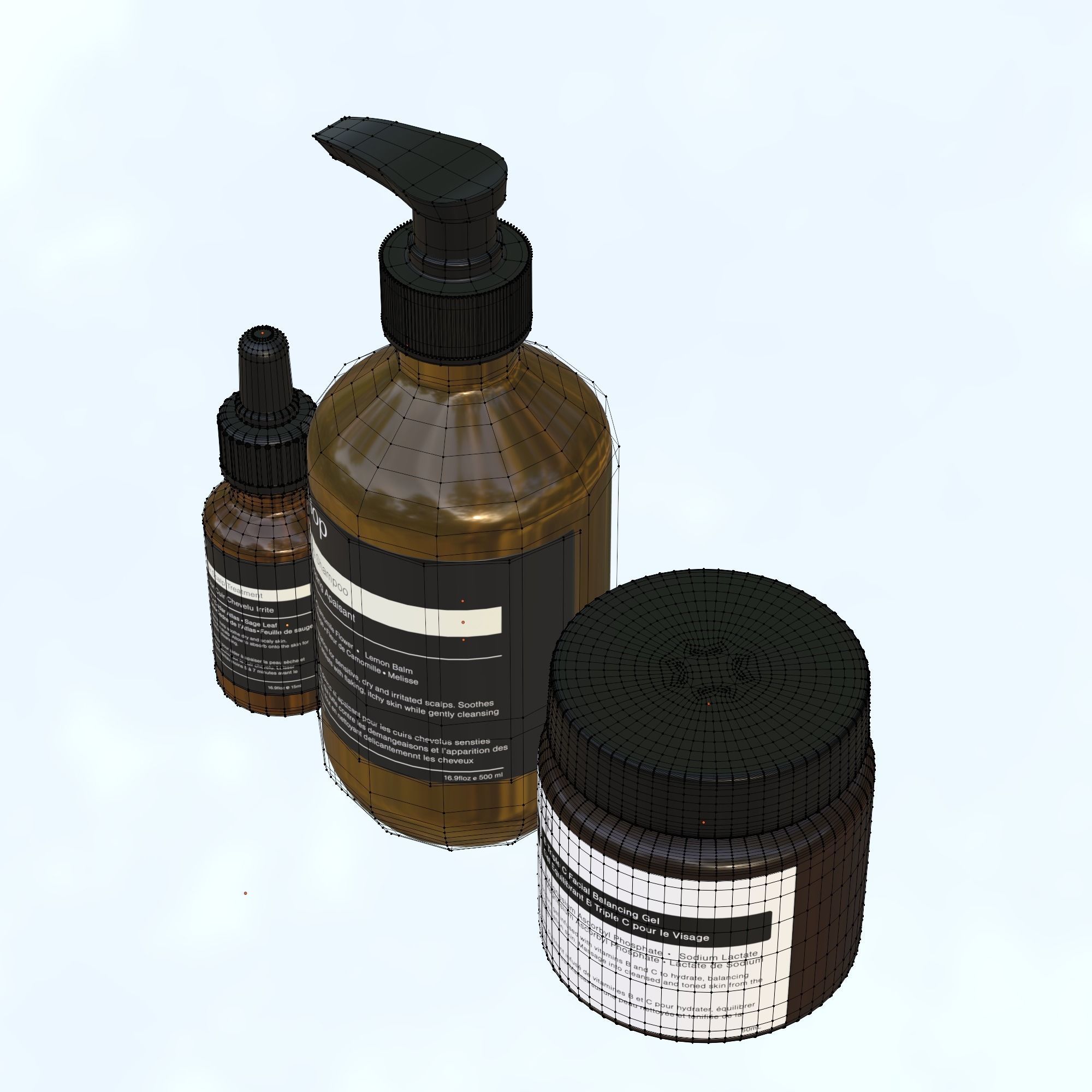 Aesop Bundle Dry Scalp Trio Extreme Low-poly 3D model_4