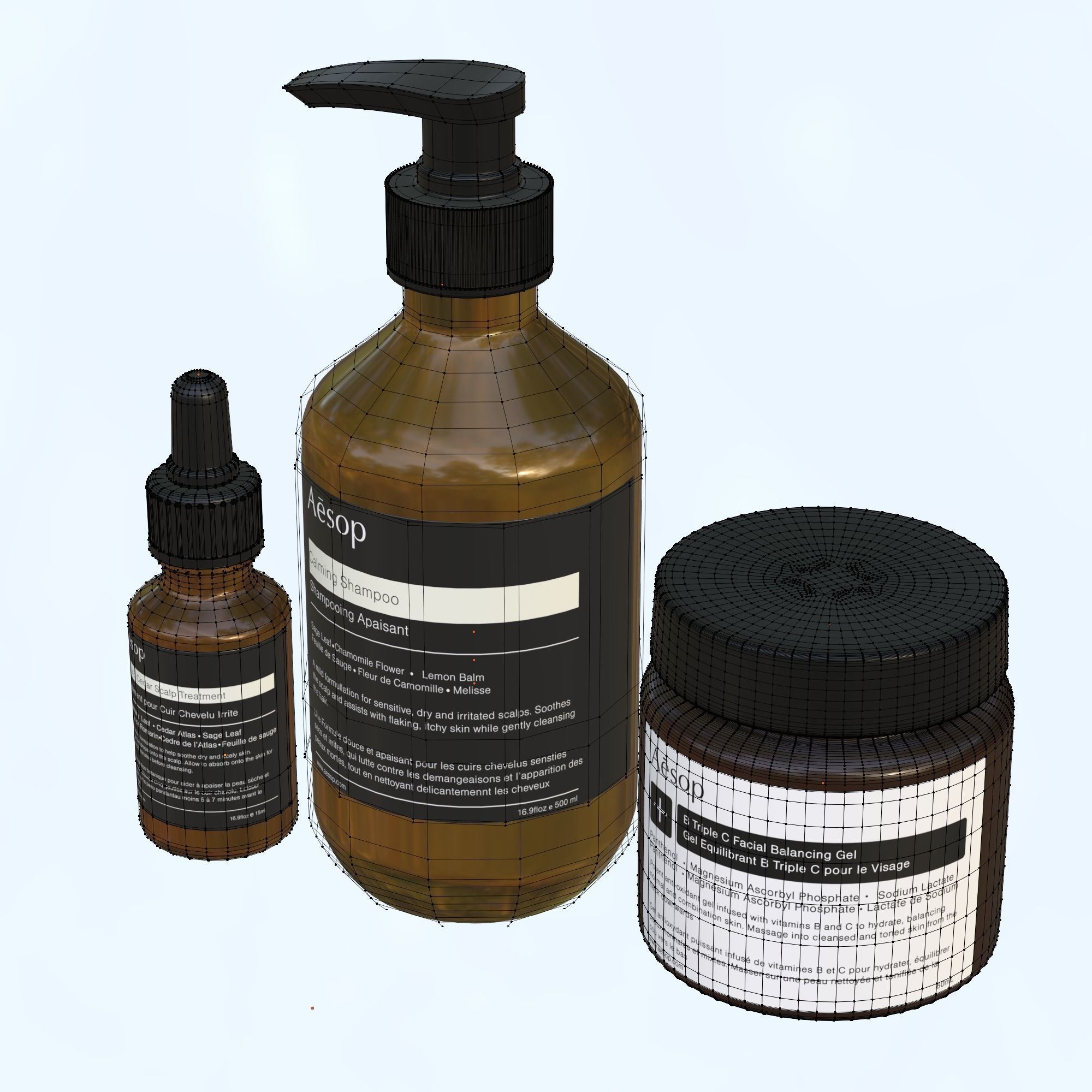 Aesop Bundle Dry Scalp Trio Extreme Low-poly 3D model_3