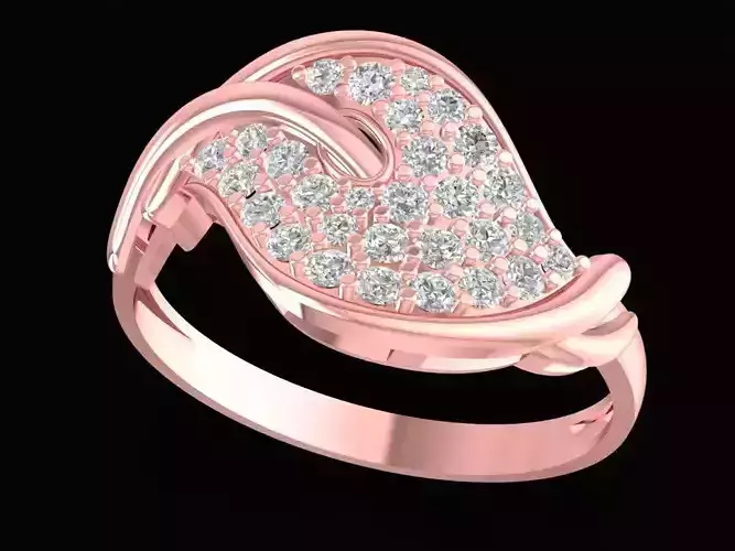 Elegant Wave Pave Diamond Ring for Women  2480