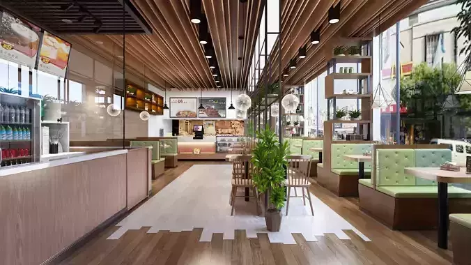 Bright Wood Cafe Interior