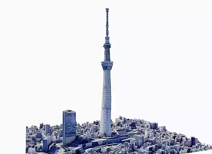 Tokyo Skytree Tower Low-poly 3D model